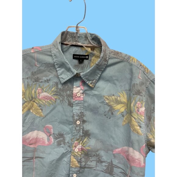 Ocean Current Mens Tropical Flamingo Short Sleeve Button-Up Shirt Size L - Picture 2 of 3